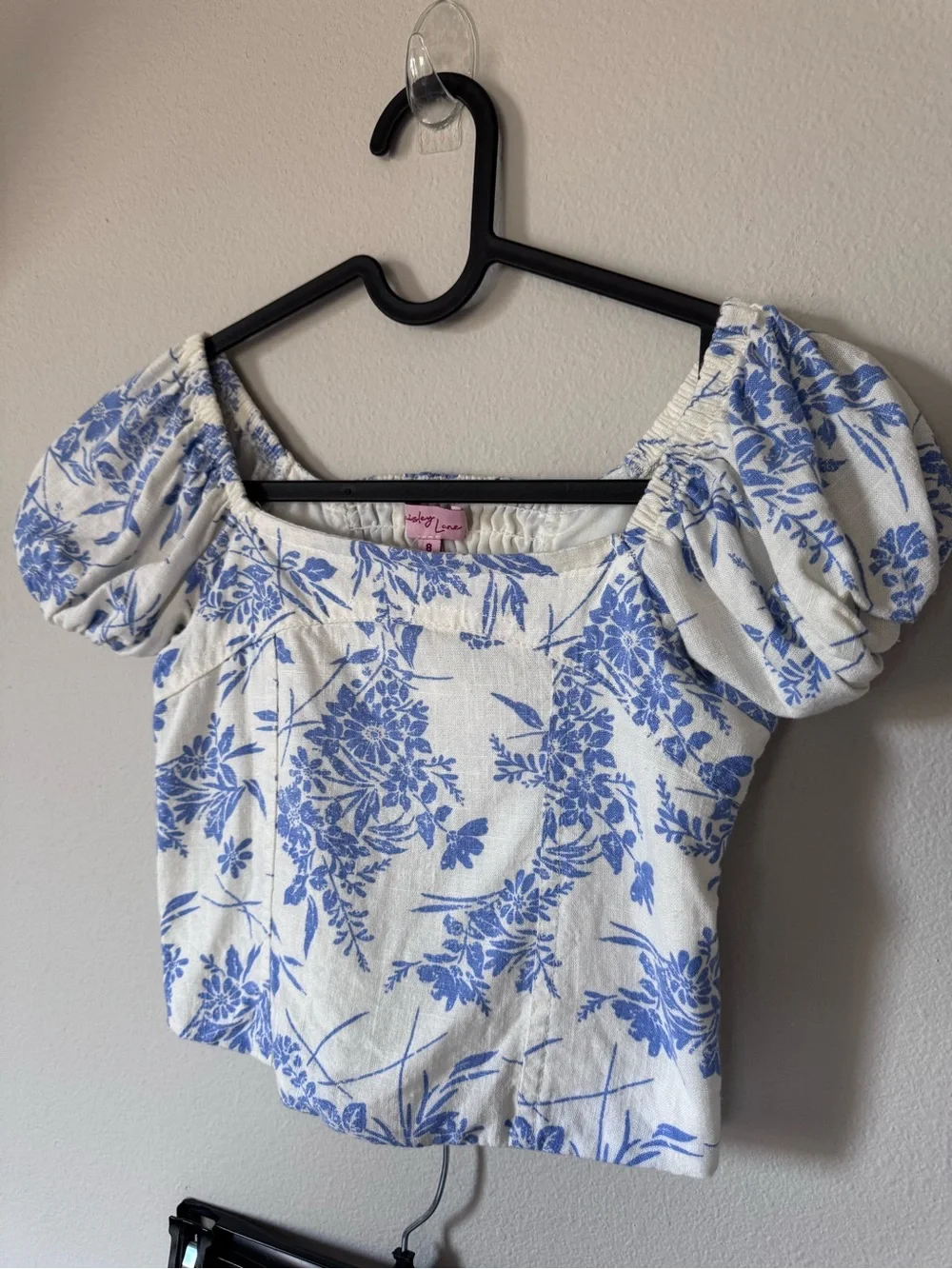 Paisley Lane blue floral 2pc Crop Top & Harem Pants Set Girls Size 8